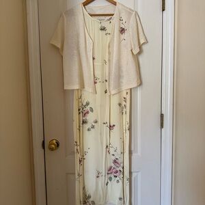 Jaclyn Smith Vintage Pink and Purple Flutter Sleeve Maxi Dress